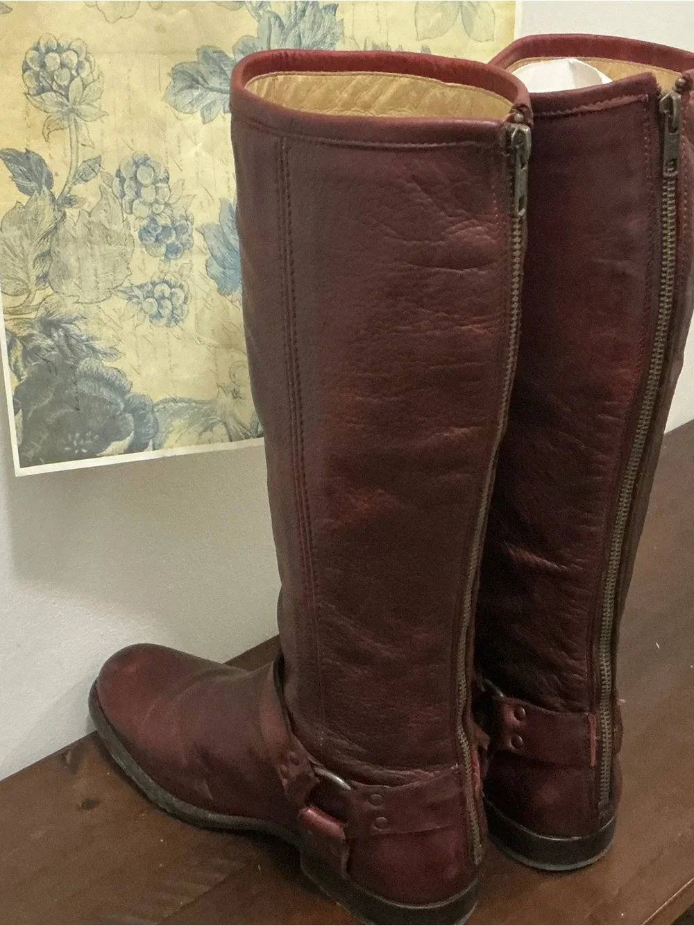 Frye Tall Harness Riding Boot in Dark Brown Leather
